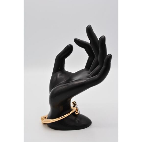 Hinged Bangle Bracelet Shiny Rhinestone Crystal Sparkling Gold Tone Bin8 - Picture 7 of 12